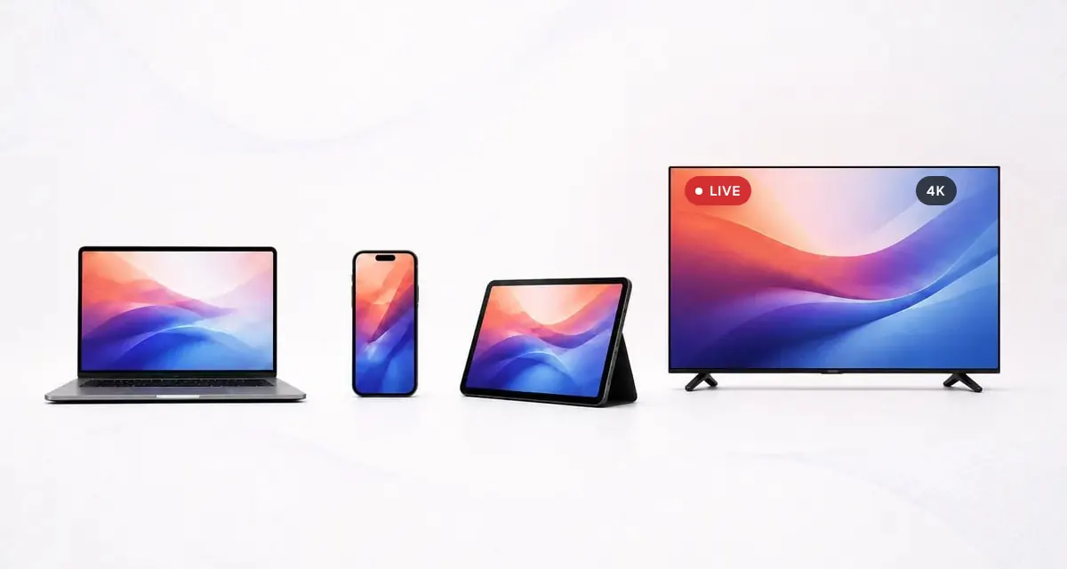 VisualiseTv IPTV on a laptop, phone, tablet and Smart TV